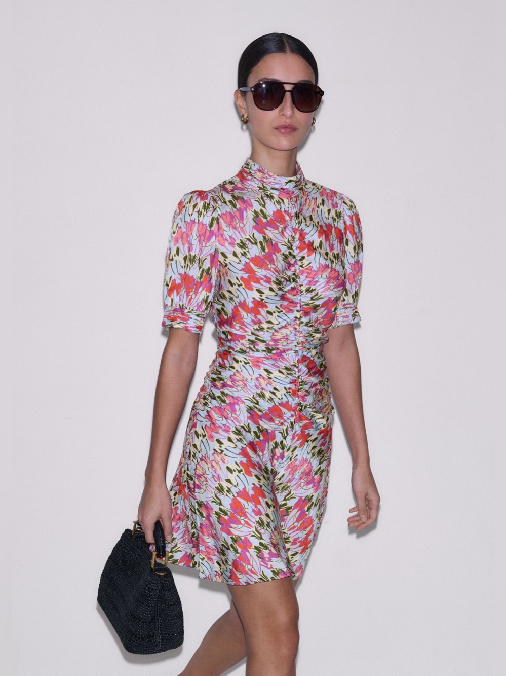 ME+EM Tulip Print Ruched Front Dress - size US 6